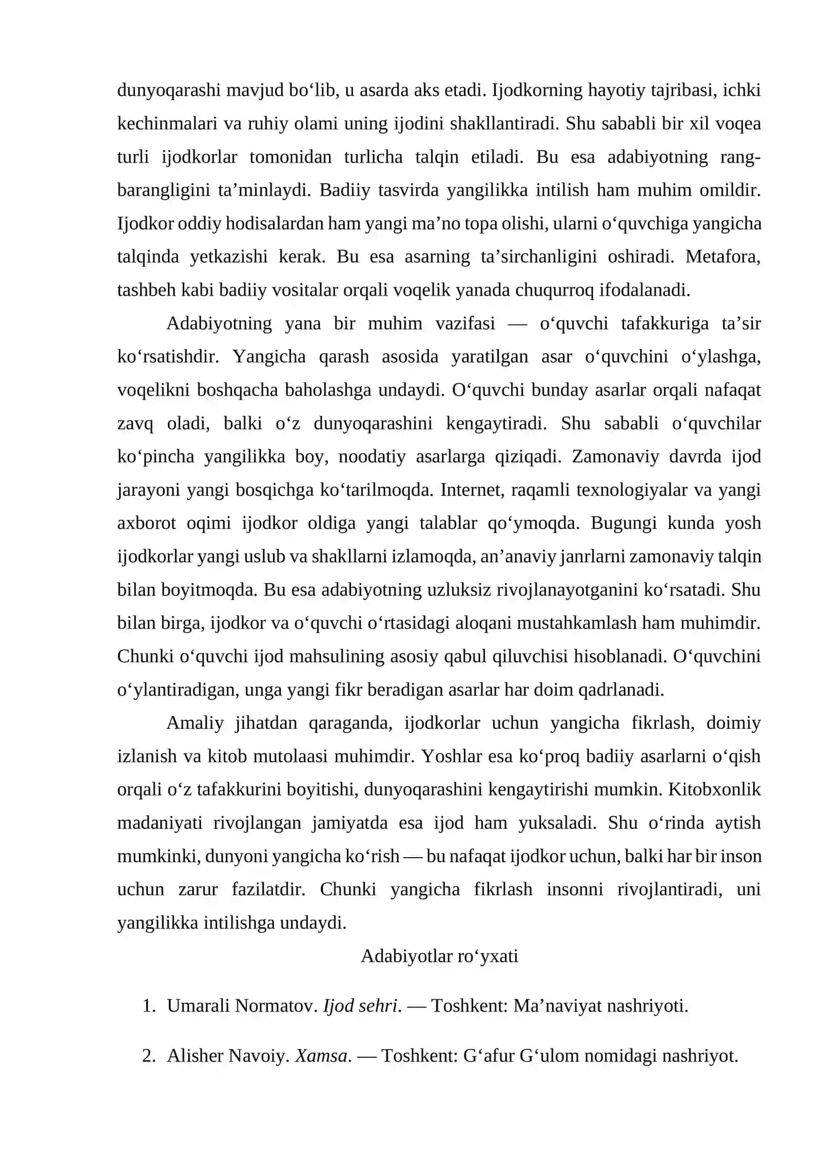 Dunyoni yangicha ko‘rish ehtiyoji — ijodning asosiy sharti 2