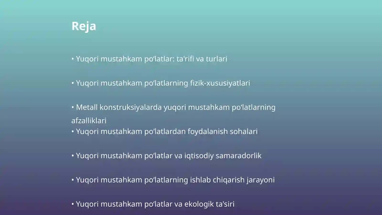 Yuqori mustahkam poʻlatlar 2