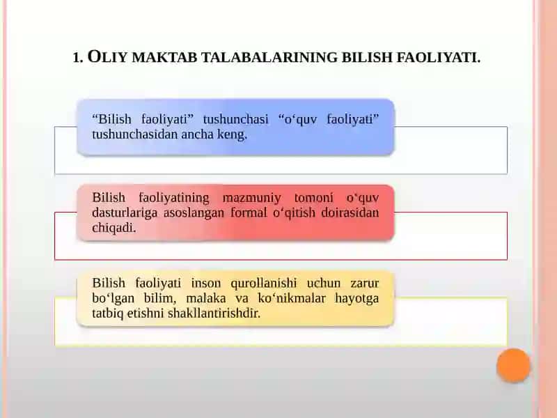 OLIY MAKTAB TALABALARINING BILISH FAOLIYATI 2