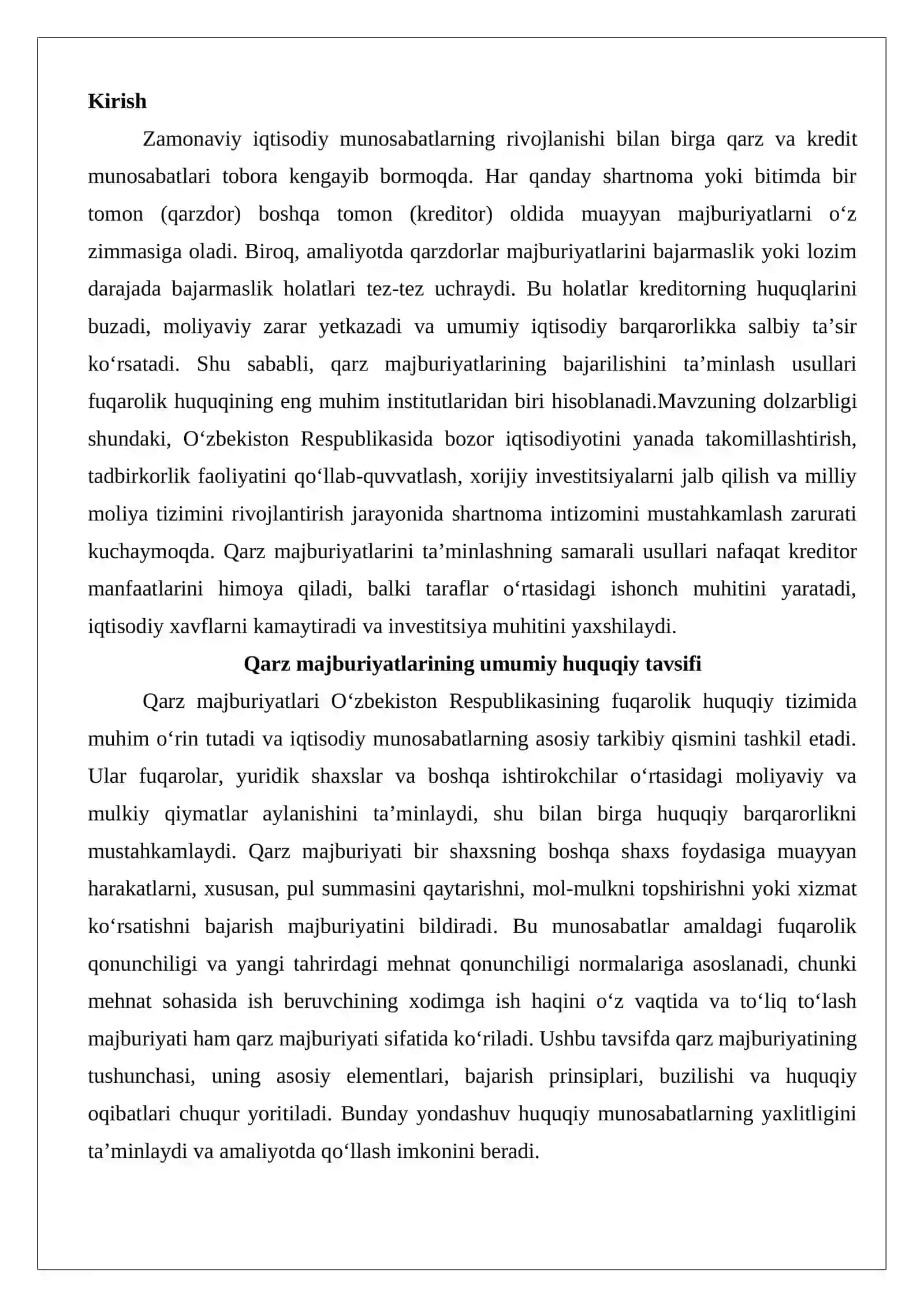 Qarz majburiyatlarining bajarilishini ta’minlash usullari 2