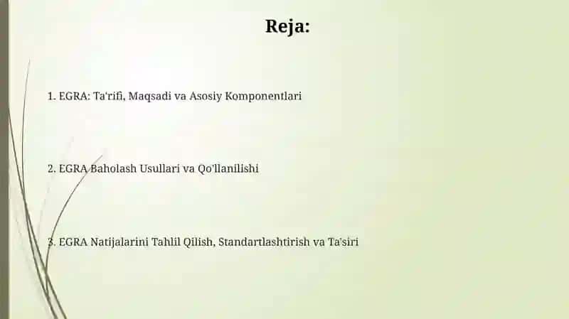 EGRA Xalqaro baholash tog’risida asosiy ma’lumotlar 2