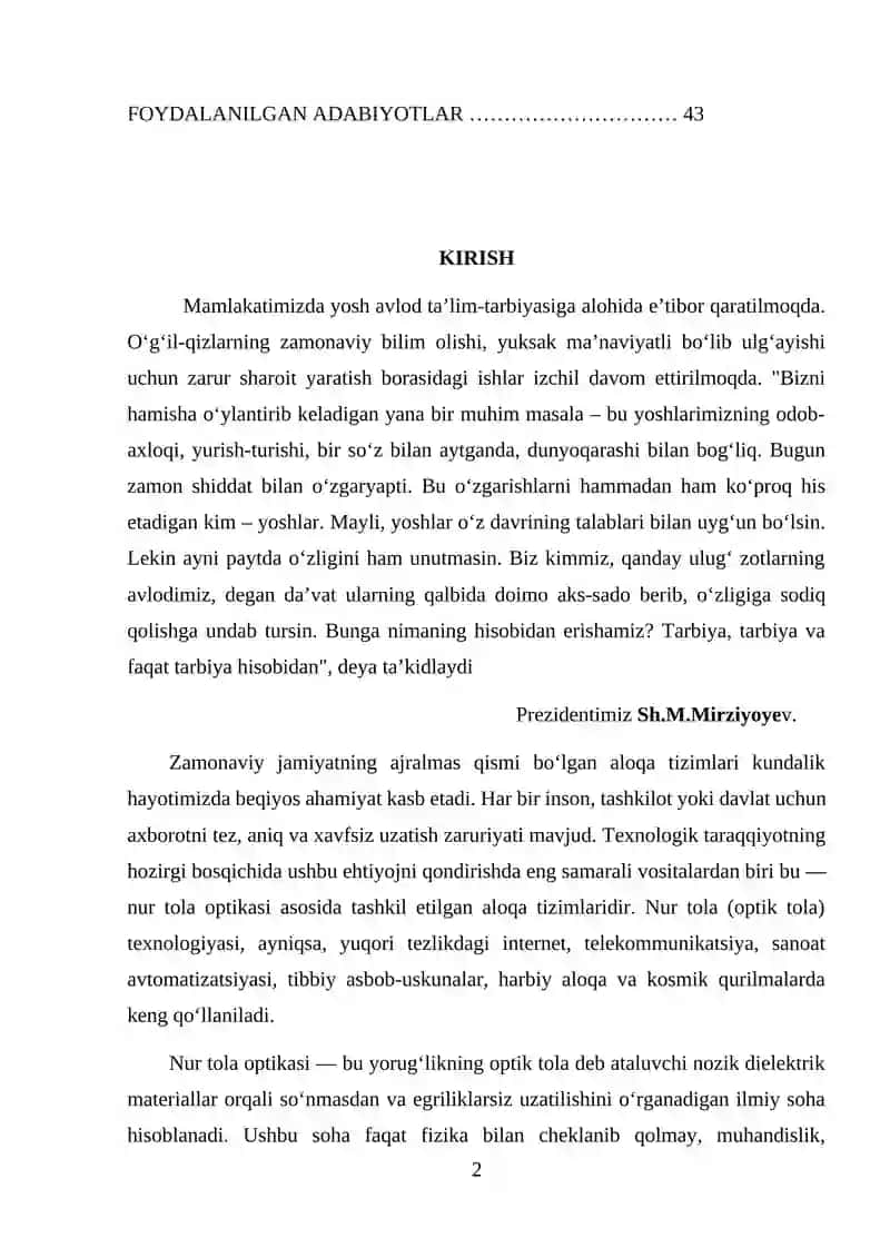 Nur Tola Optikasi va uning Aloqa Tizmidagi O'rni 2