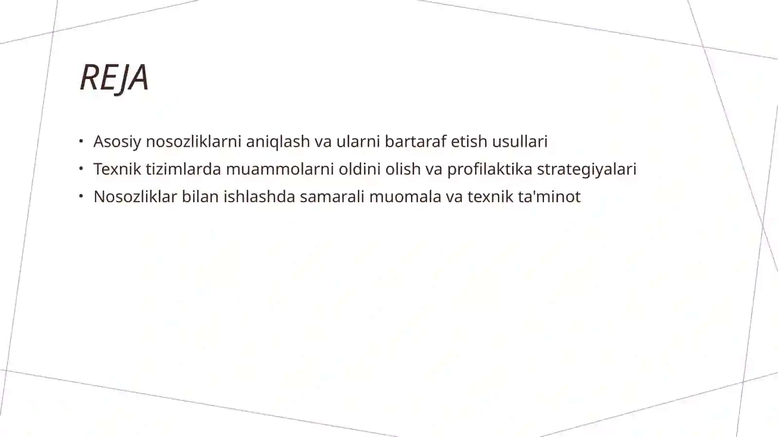 Asosiy nosozliklarni bartaraf etish 2