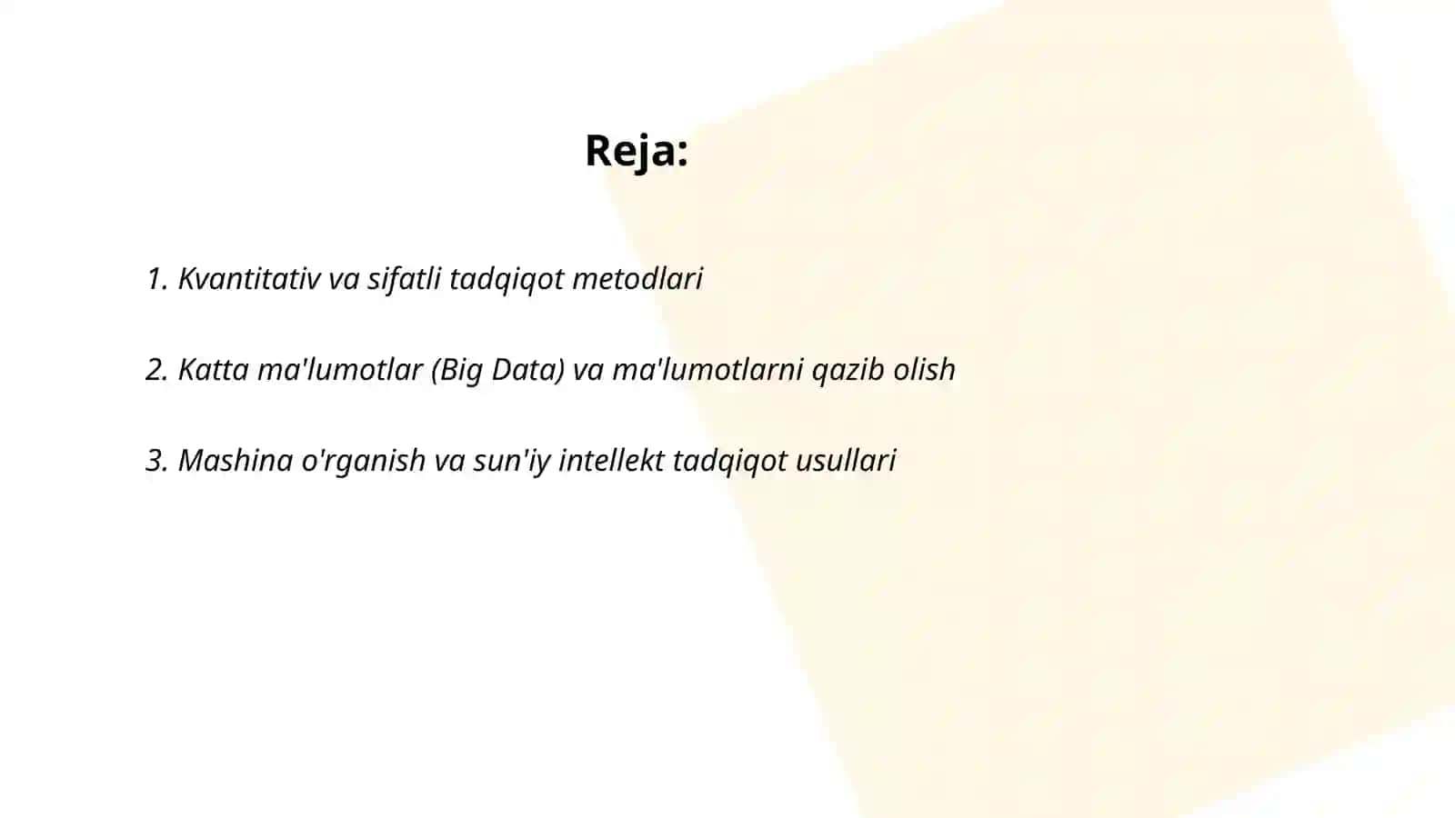 Tadqiqotlarning zamonaviy usullari 2