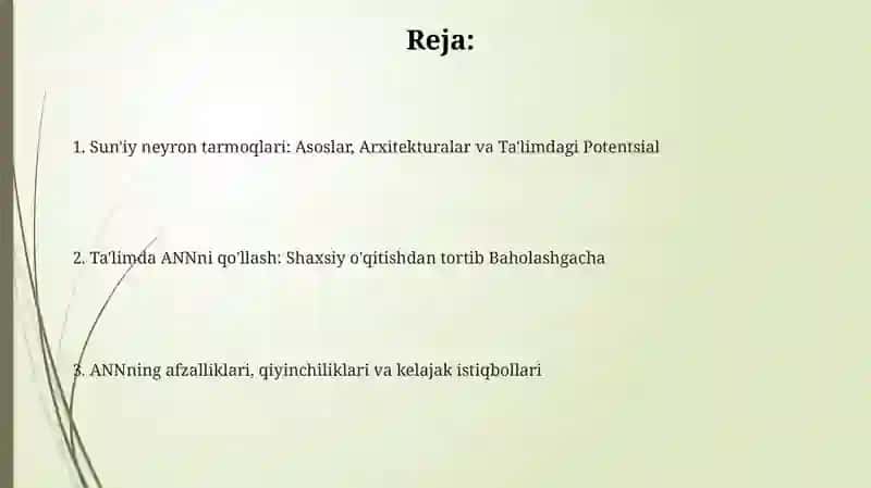 Sun'iy neyron tarmoqlari: Asoslar va Arxitekturalar 2