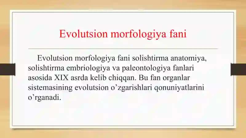Evolutsion morfologiya fani 2