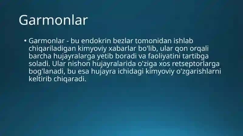 Garmonlarning ta’sir mexanizmi 2
