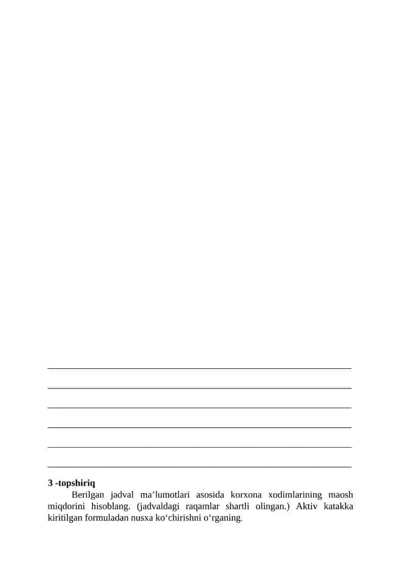IQTISODIY MASALALARNI YECHISHDA JADVAL MUXARRIRLARIDAN FOYDALANISH (MICROSOFT EXCEL) 2