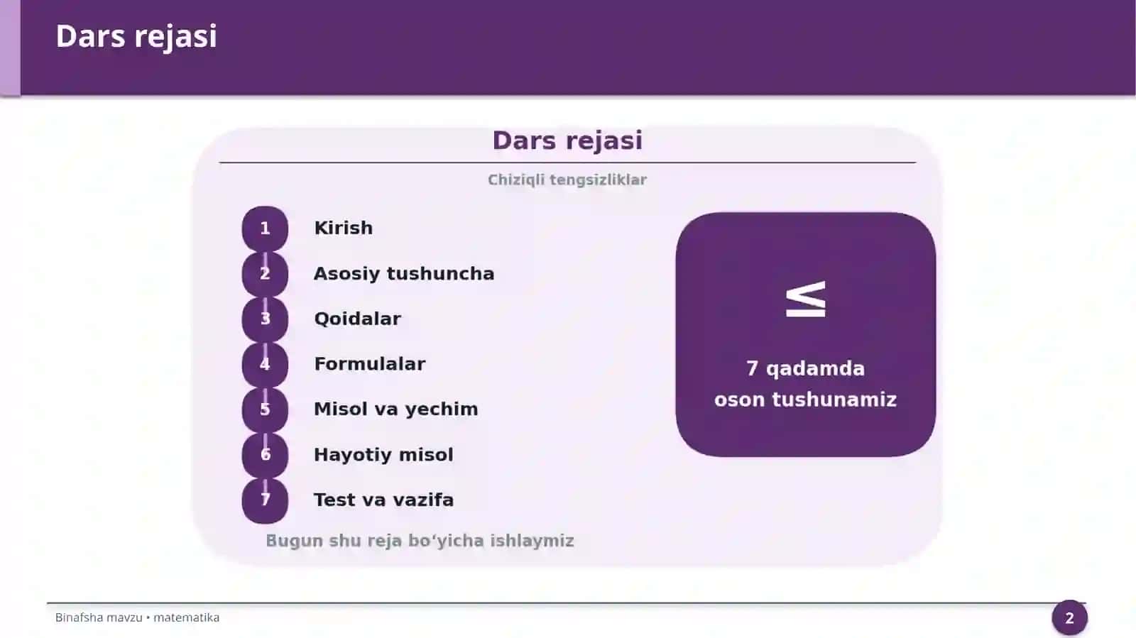 Chiziqli tengsizliklar 2