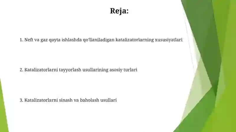 Neft va gaz qayta ishlashda qo'llaniladigan katalizatorlarning xususiyatlari 2