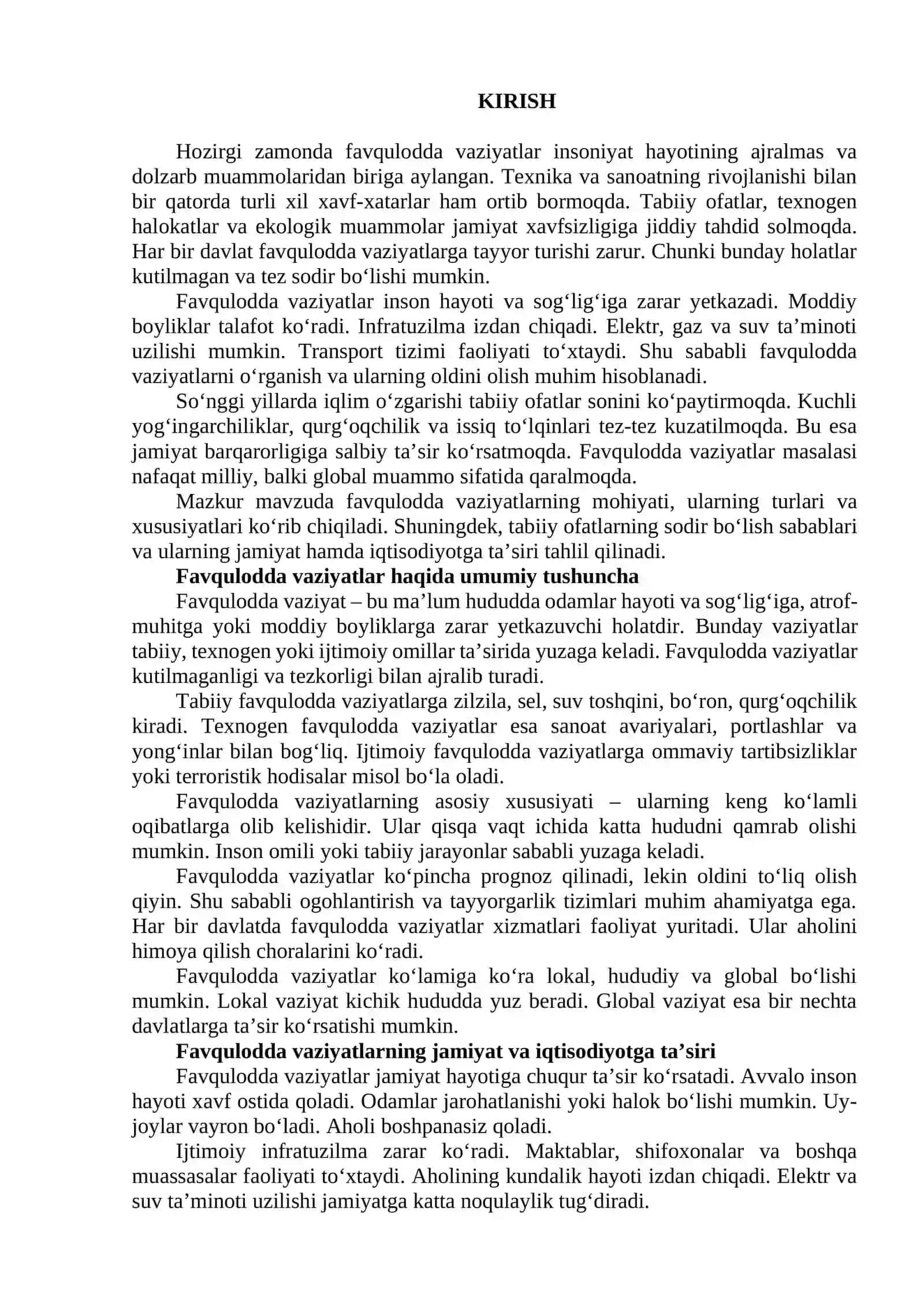 Favqulodda vaziyatlar, ularning turlari va xususiyatlari 2