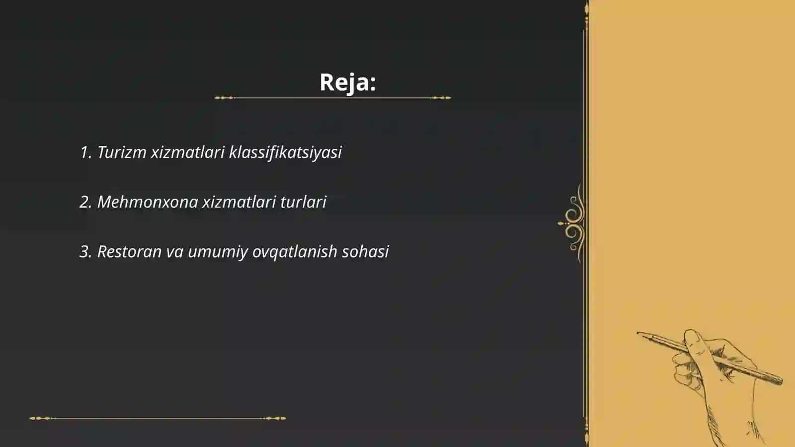 Turizm xizmatlari klassifikatsiyasi 2