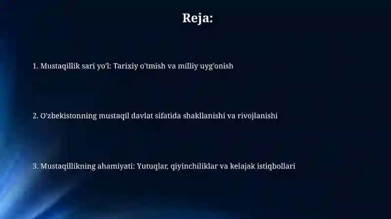 Mustaqil O'zbekiston Respublikasining tashkil va tarixiy ahamiyati 2