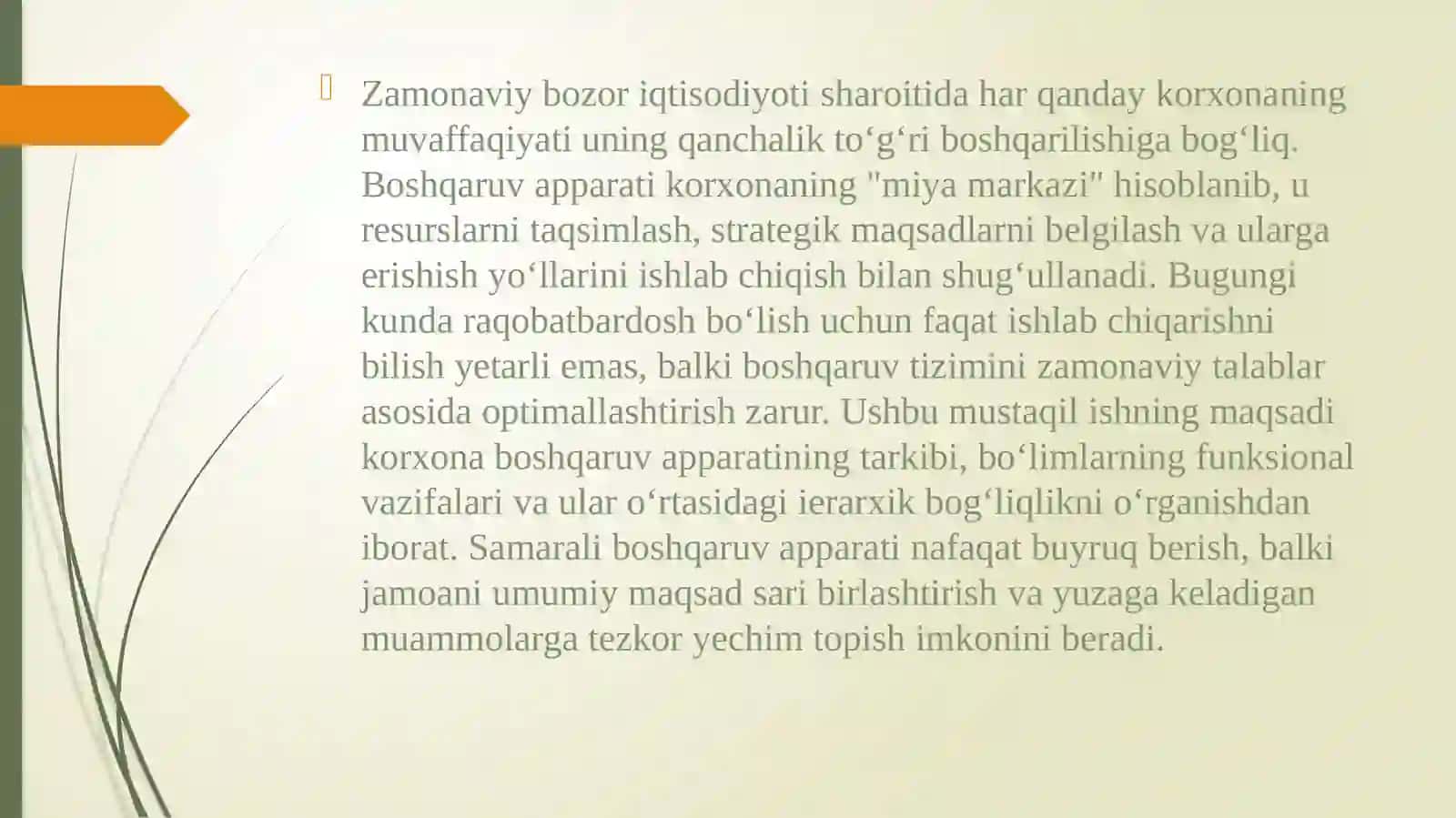 Korxona boshqaruv apparati va boʻlimlar faoliyati 2