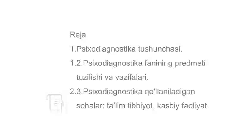 PSIXODIAGNOSTIKA FAN SIFATIDA 2