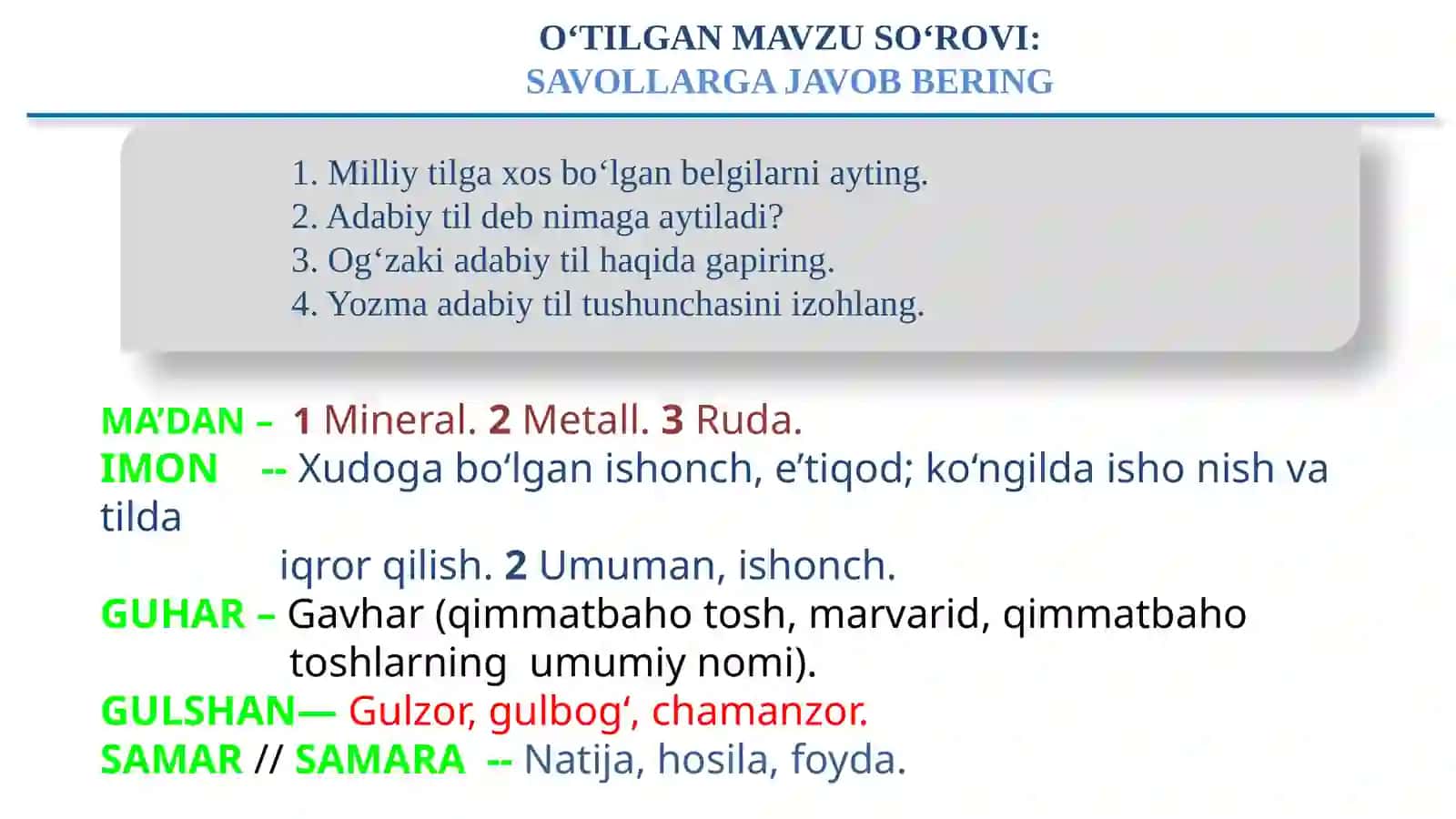 Ona tili va adabiyot faniga oid savollar 2