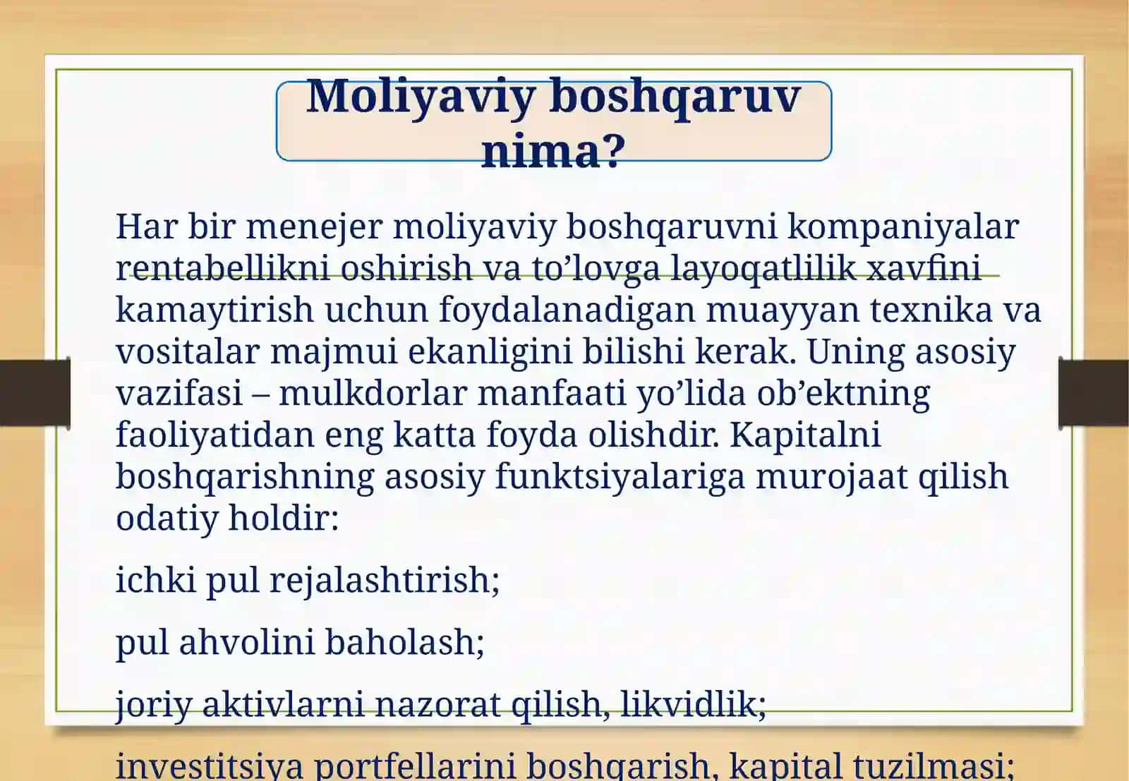Moliyaviy boshqaruv 2