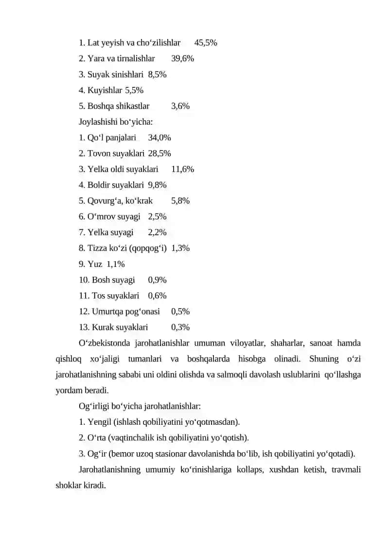 Tayanch-harakat tizimining shikastlanishi 2