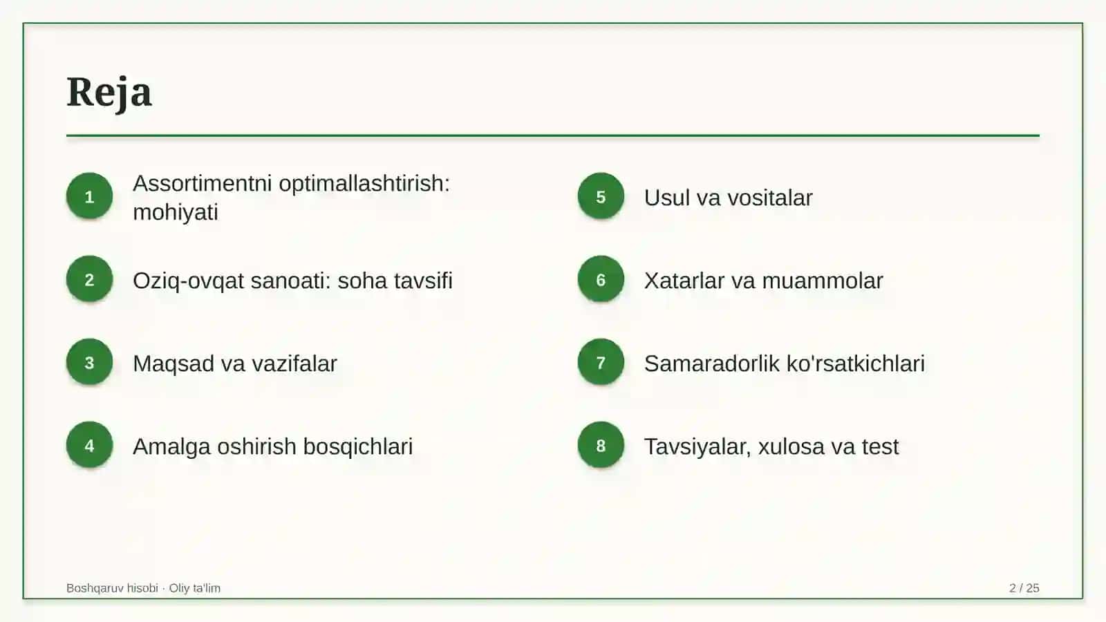oziq ovqat sanoatida mahsulot assortimentini optimallashtirish 4636 2