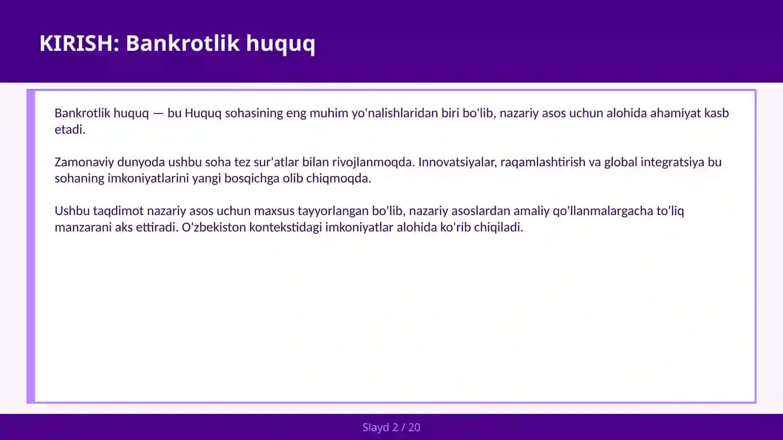 Bankrotlik huquq 2