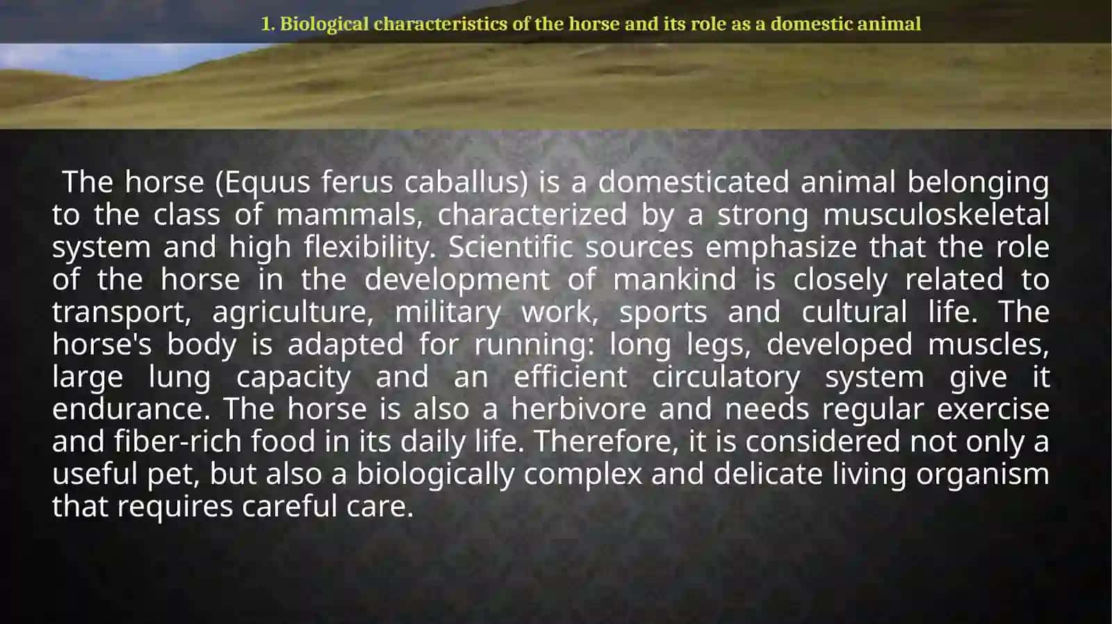Biological Characteristics of Horses 2
