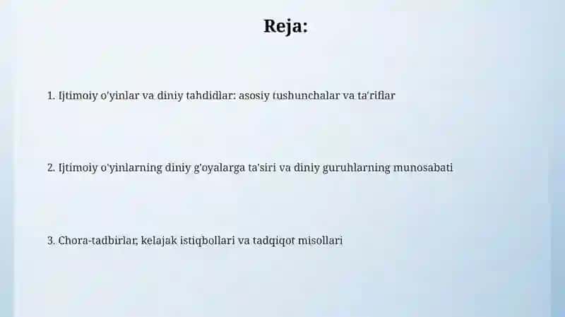 Ijtimoiy o'yinlar va diniy tahdidlar 2