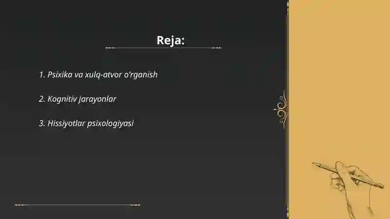 Psixika va xulq-atvor o'rganish 2