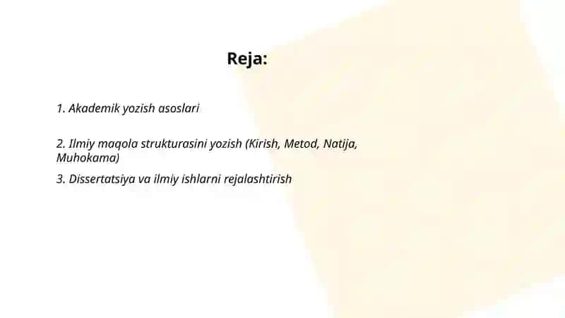 Akademik yozish asoslari 2
