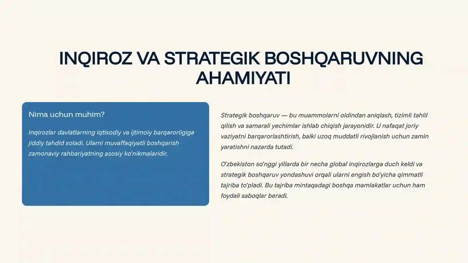 INQIROZ SHAROITIDA STRATEGIK BOSHQARUV 2
