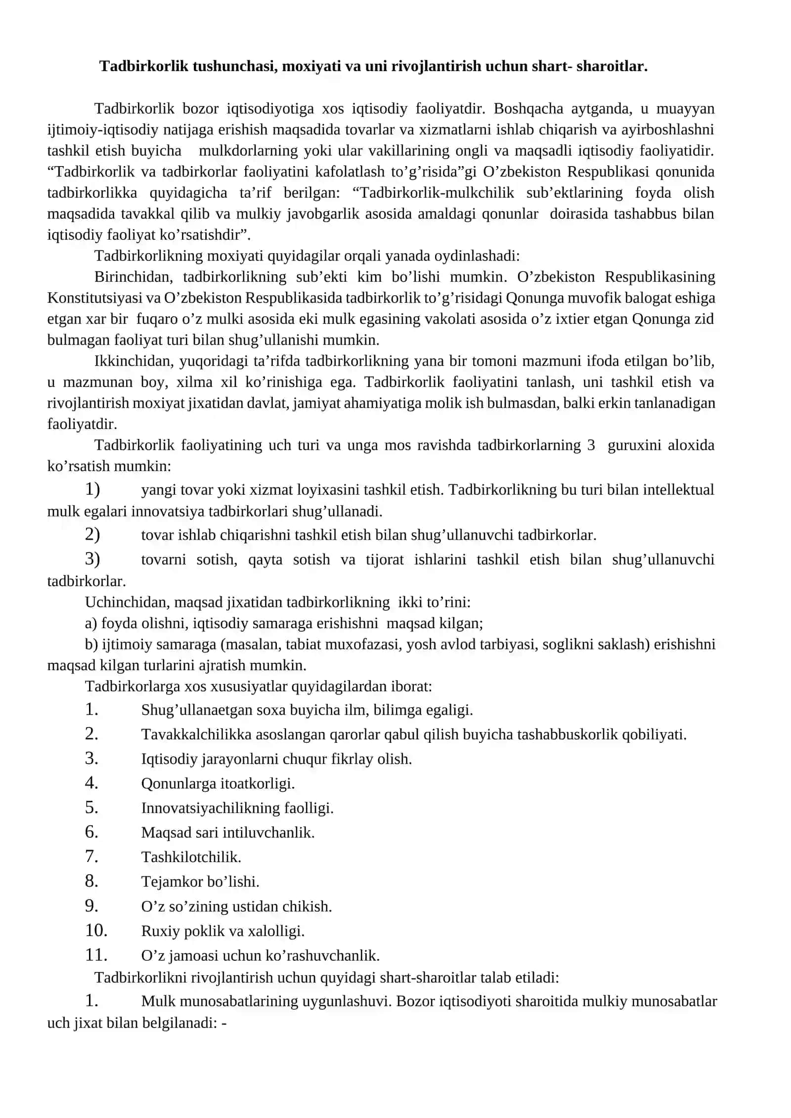 Tadbirkorning ma’naviy fazilatlari 2