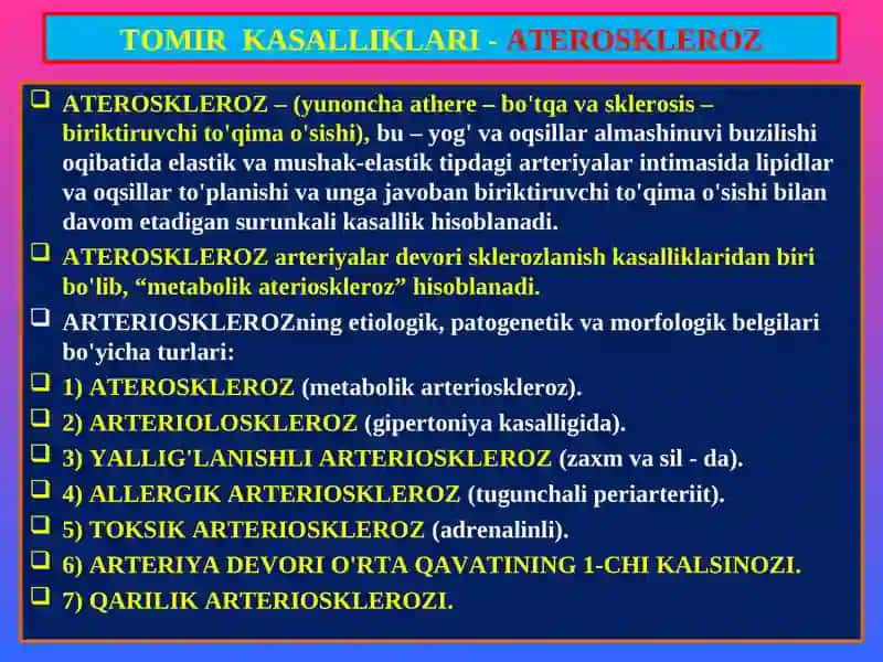 TOMIR KASALLIKLARI-ATEROSKLEROZ 2