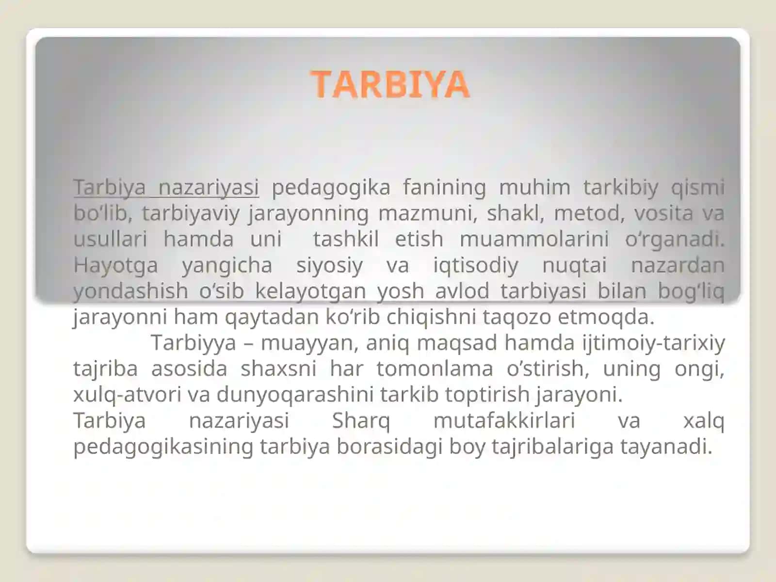 Tarbiya nazariyasi va oila pedagogikasi 2