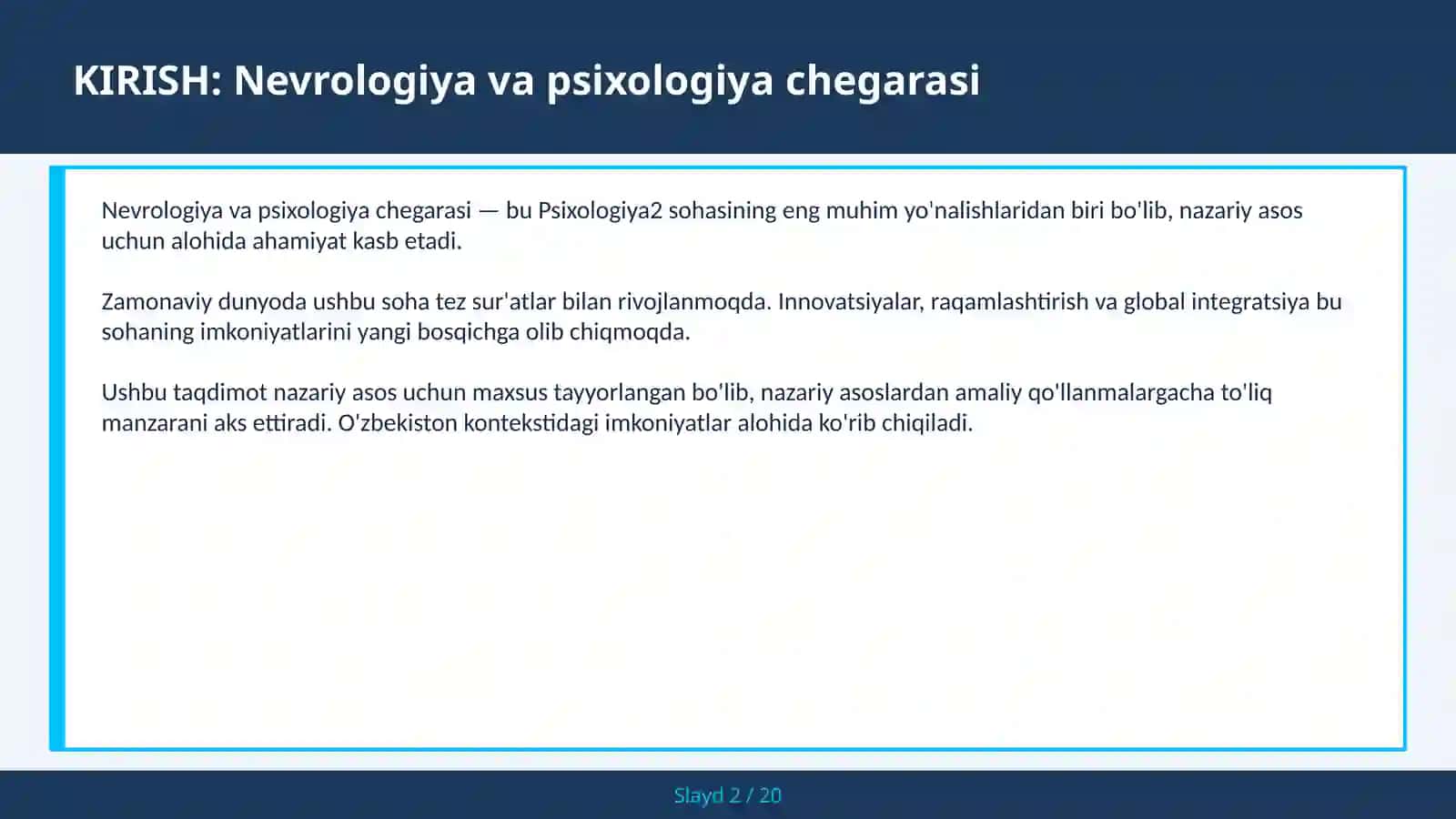 Nevrologiya va psixologiya chegari 2