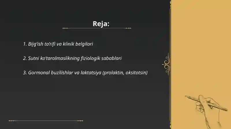 Bijg’ish. Sutni ko’tarolmaslik. 2