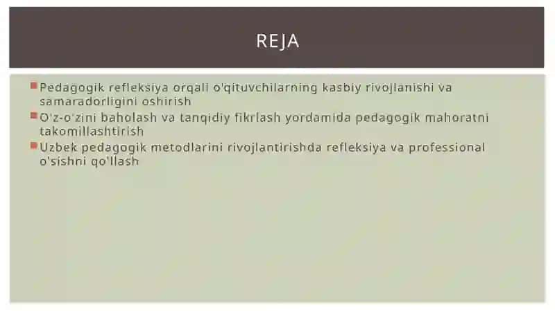 Pedagogik refleksiya asoslari 2