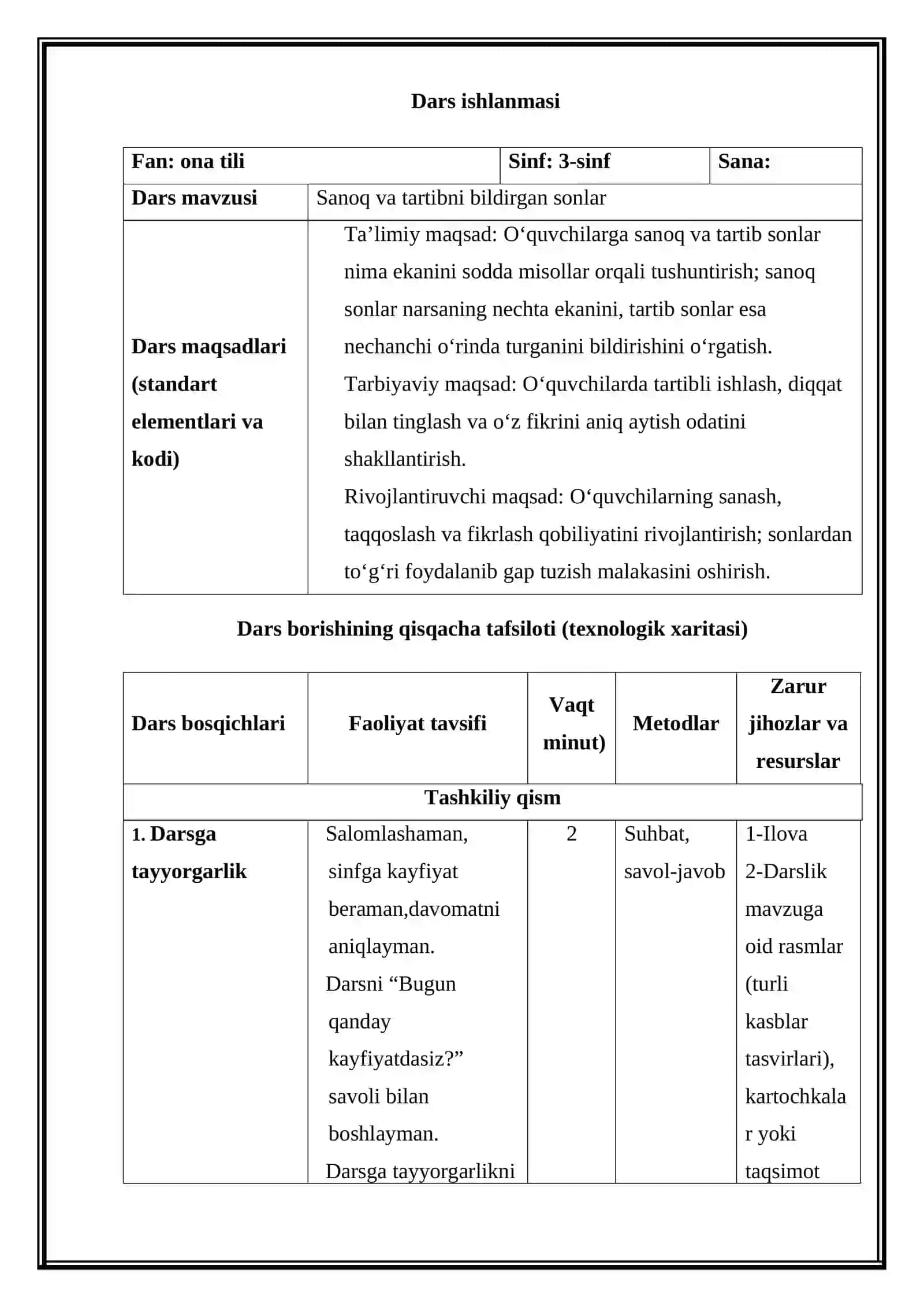 Sanoq va tartibni bildirgan sonlar 2