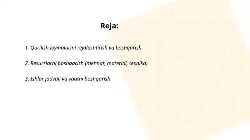 Qurilishda ishlab chiqarish tizimini boshqarish 2