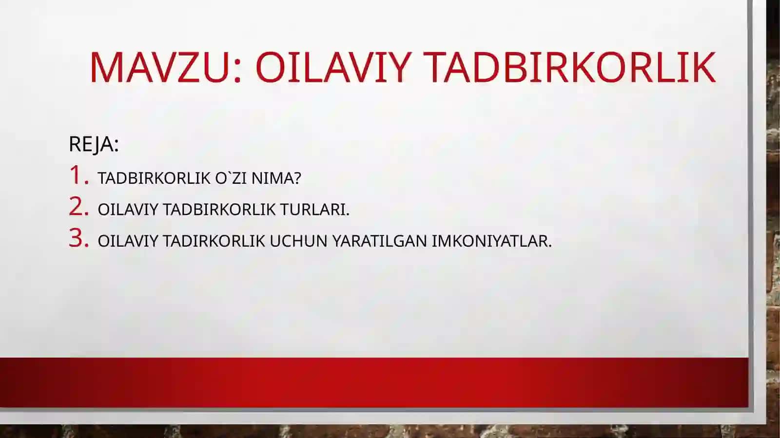 OILAVIY TADBIRKORLIK 2