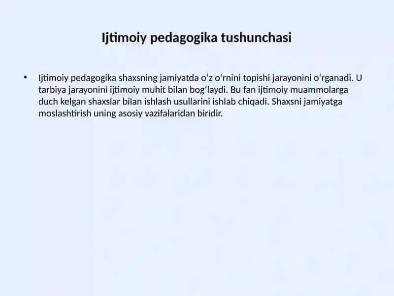 Ijtimoiy pedagogika fan sifatida 2