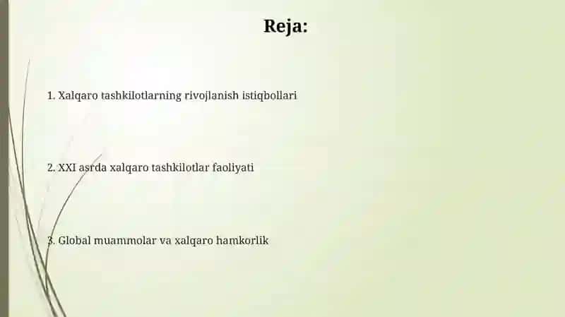 XXI asrda xalqaro tashkilotlarning faoliyati 2
