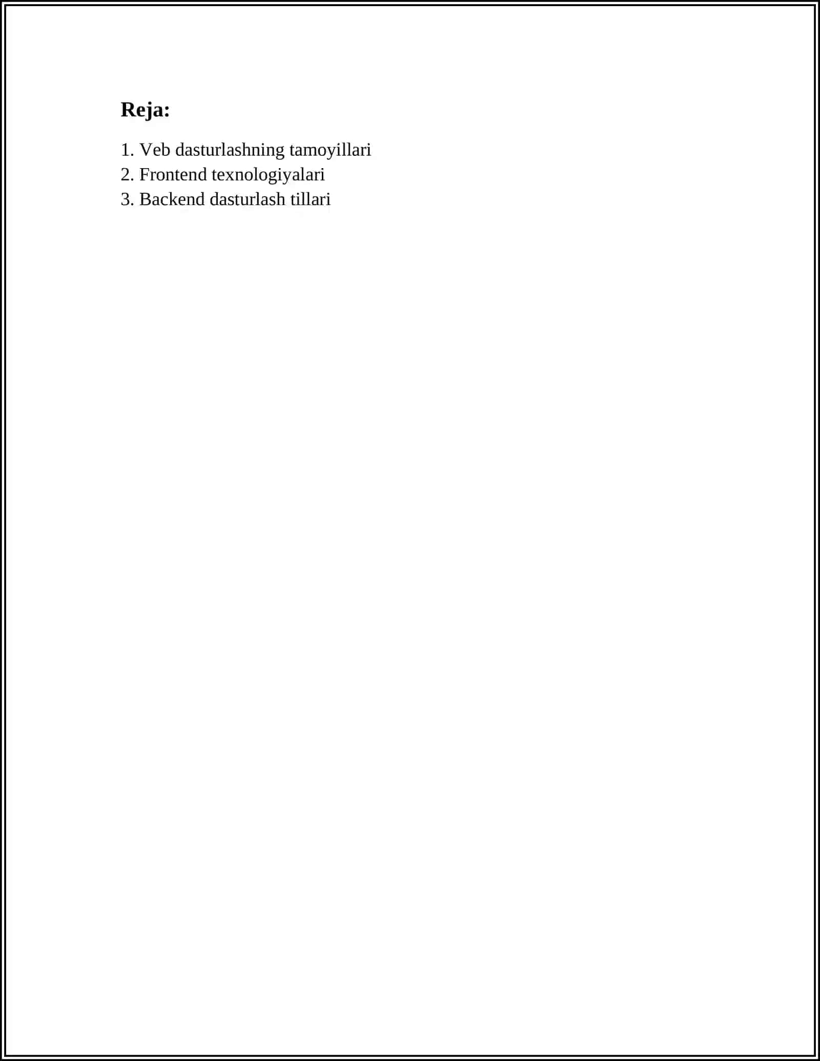 WEB DASTURLASHGA ASOSLANGAN AMALIY TIZIMLAR 2