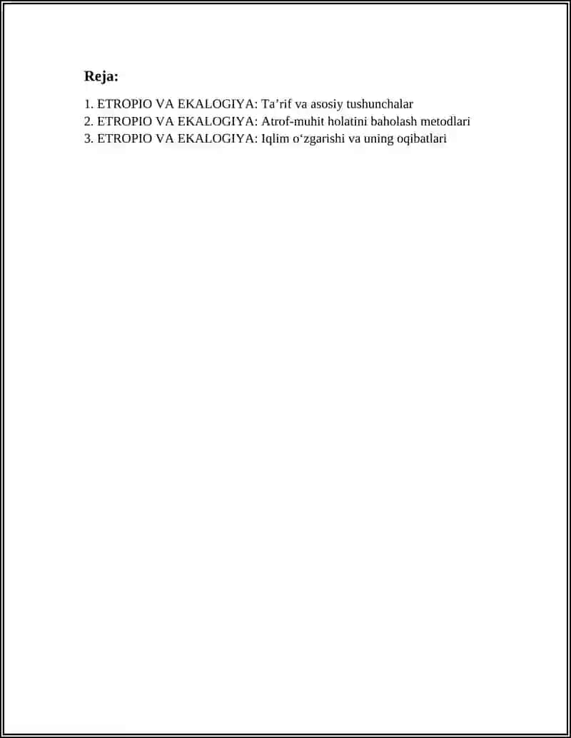 ETROPIO VA EKALOGIYA 2