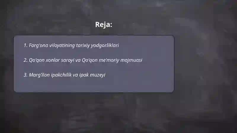 Fargʻona mintaqasi turistik resurslari 2