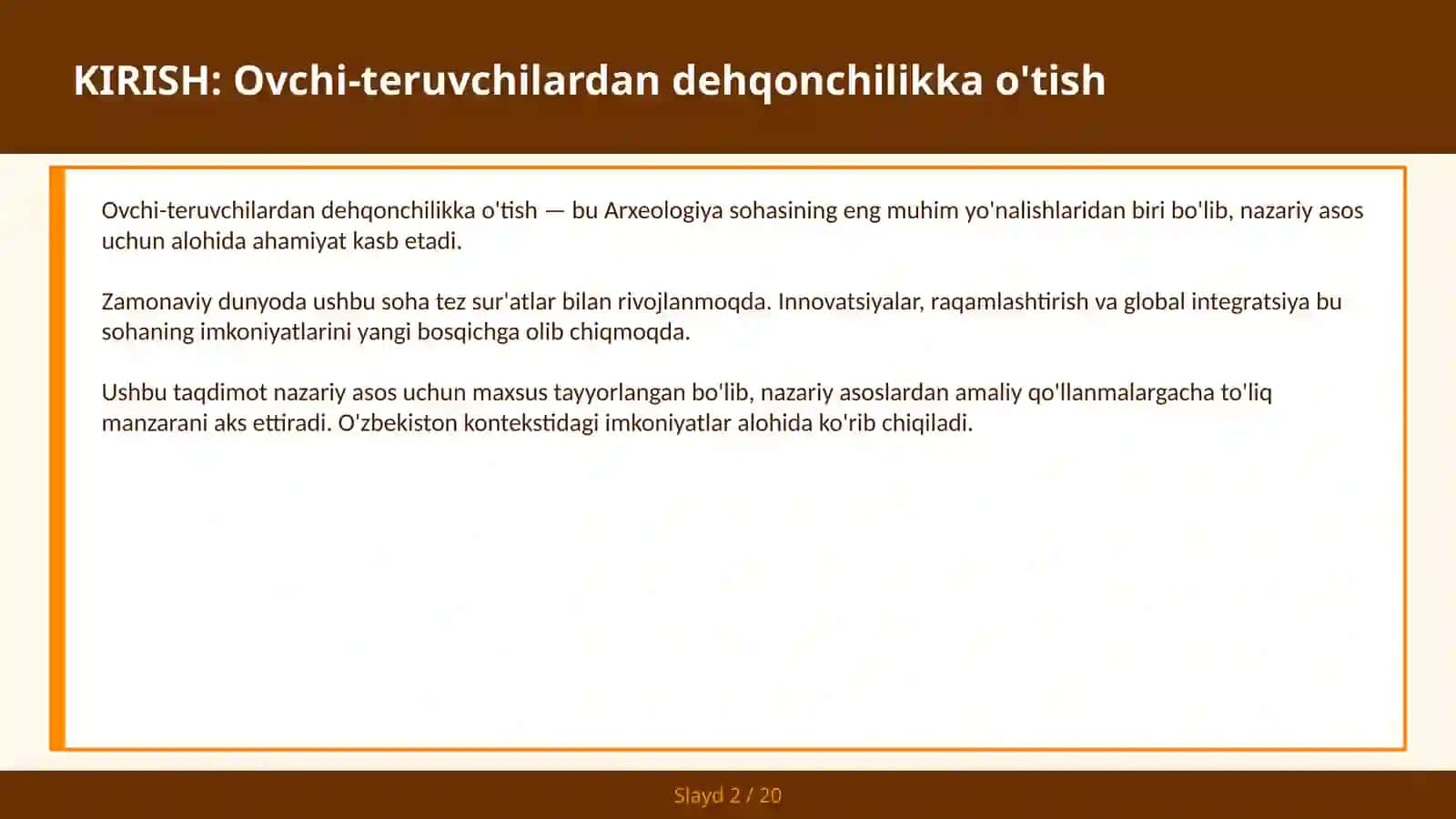 OVCHI-TERUVCHILARDAN DEHQONCHILIKKA O'TISH 2