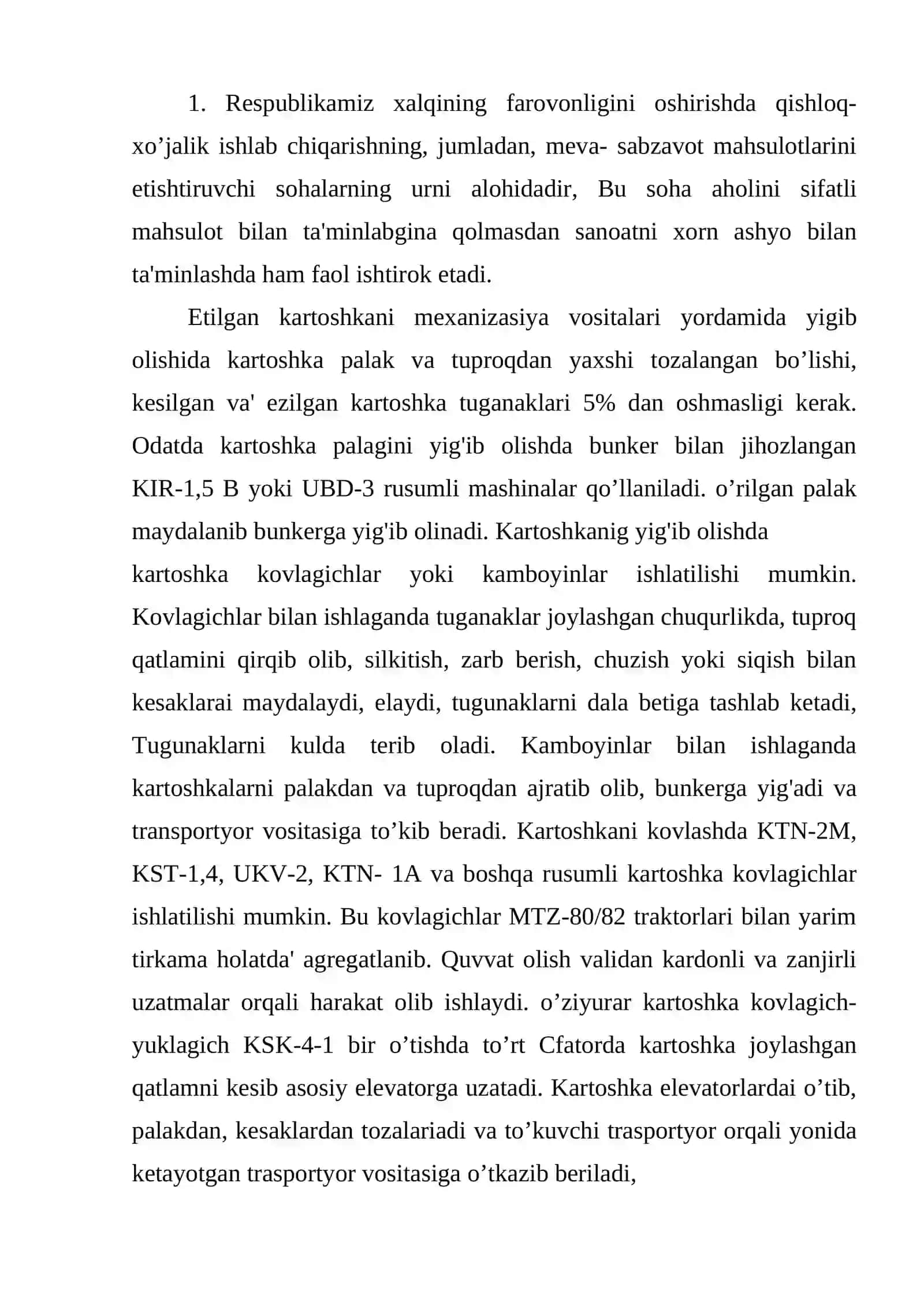 KARTOSHKA, SABZAVOT YIG’ISHTIRISH MASHINALARI 2