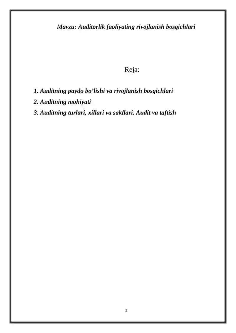 Auditorlik faoliyating rivojlanish bosqichlari 2