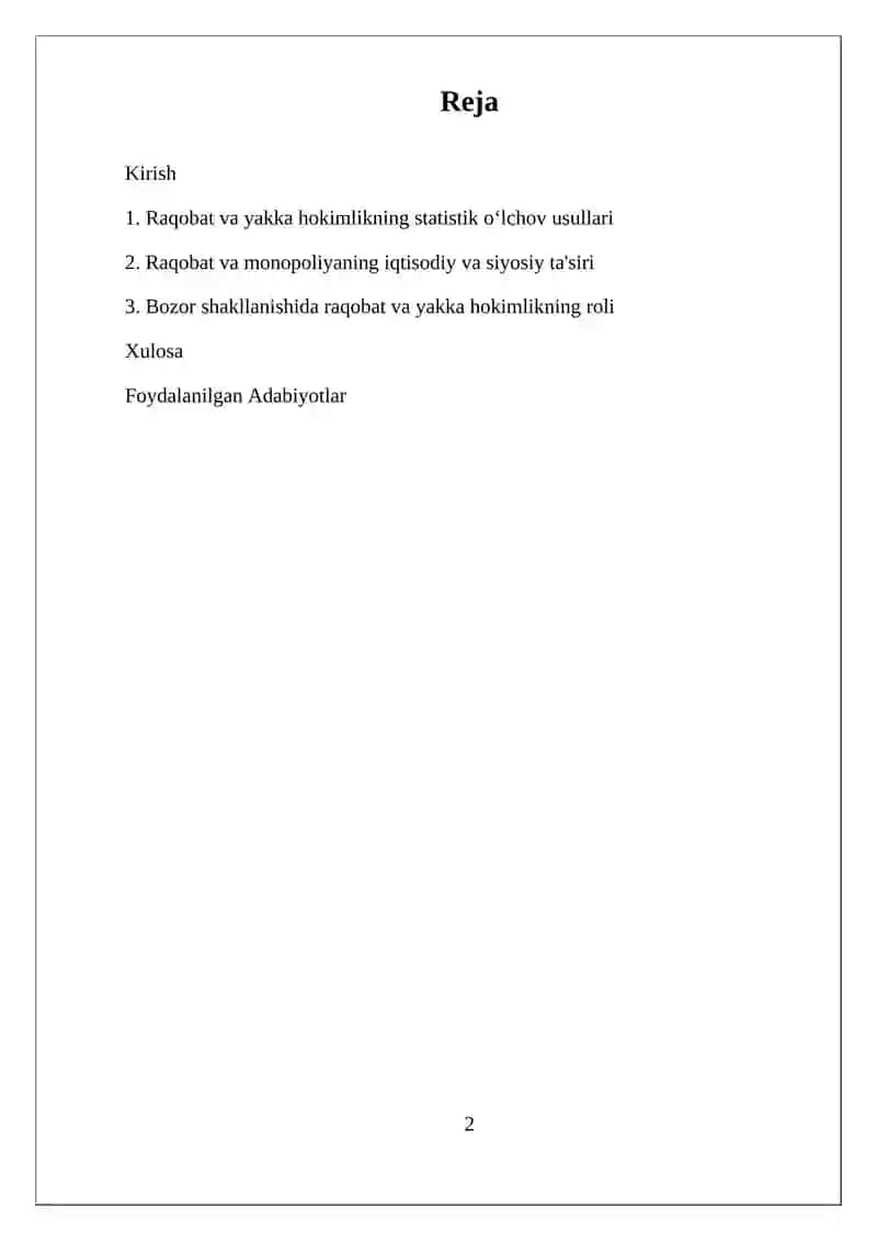 Raqobat va yakka hokimlik 2