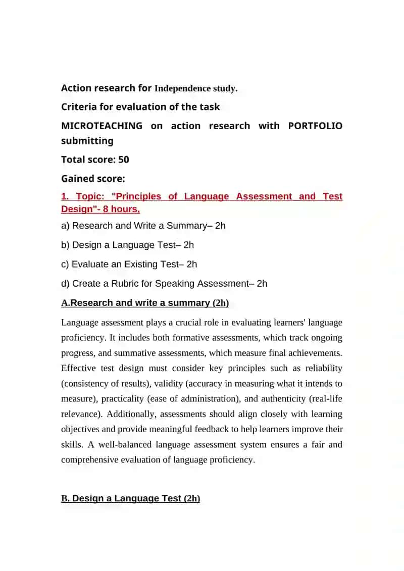 Principles of Language Assessment and Test Design 2