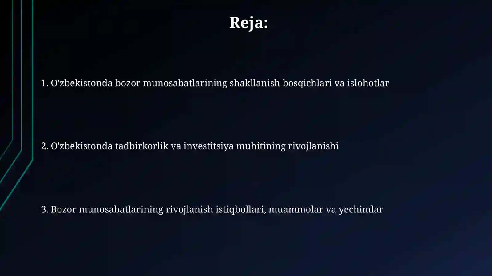 O'zbekiston bozor munosabatlarinig rivojlanishi 2