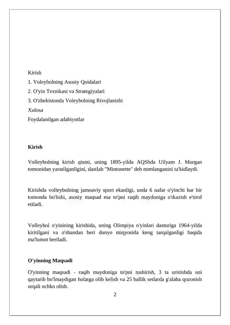 Volleyboll sport ôyini 2
